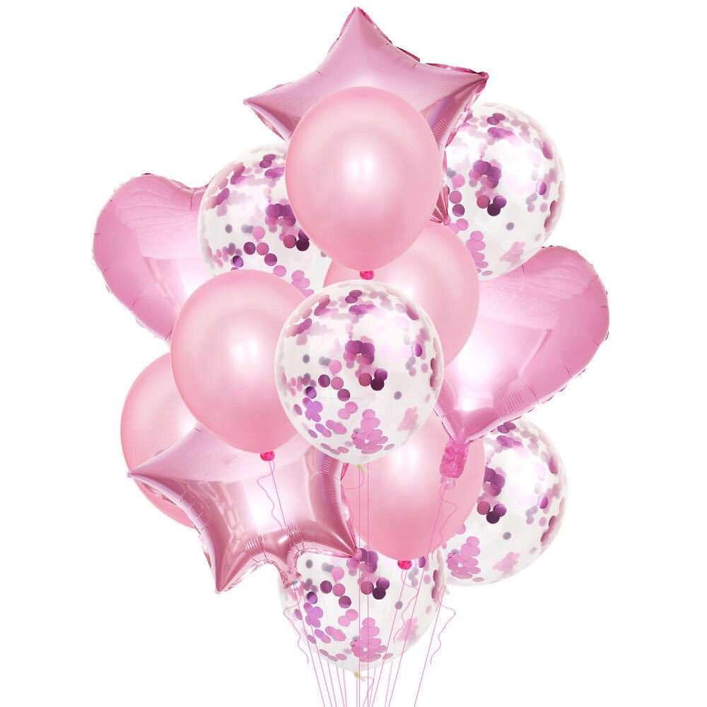 跨境14pcs18寸铝膜珠光亮片玫瑰金气球套装宝宝派对装饰节详情图6