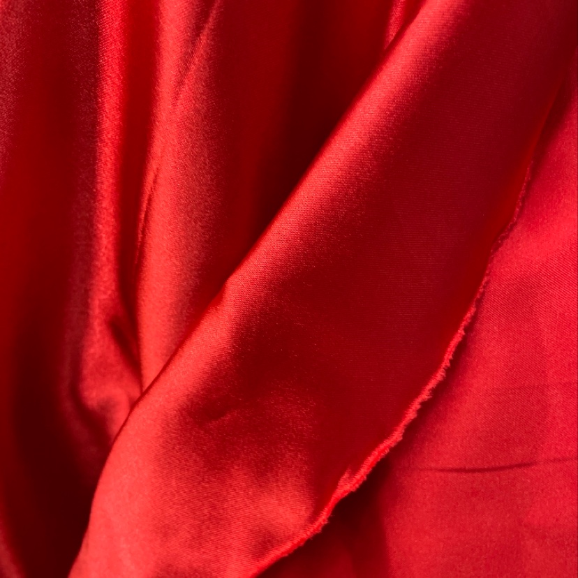 Red elastic satin fabric for clothing, headwear, accessories and handicrafts details Picture