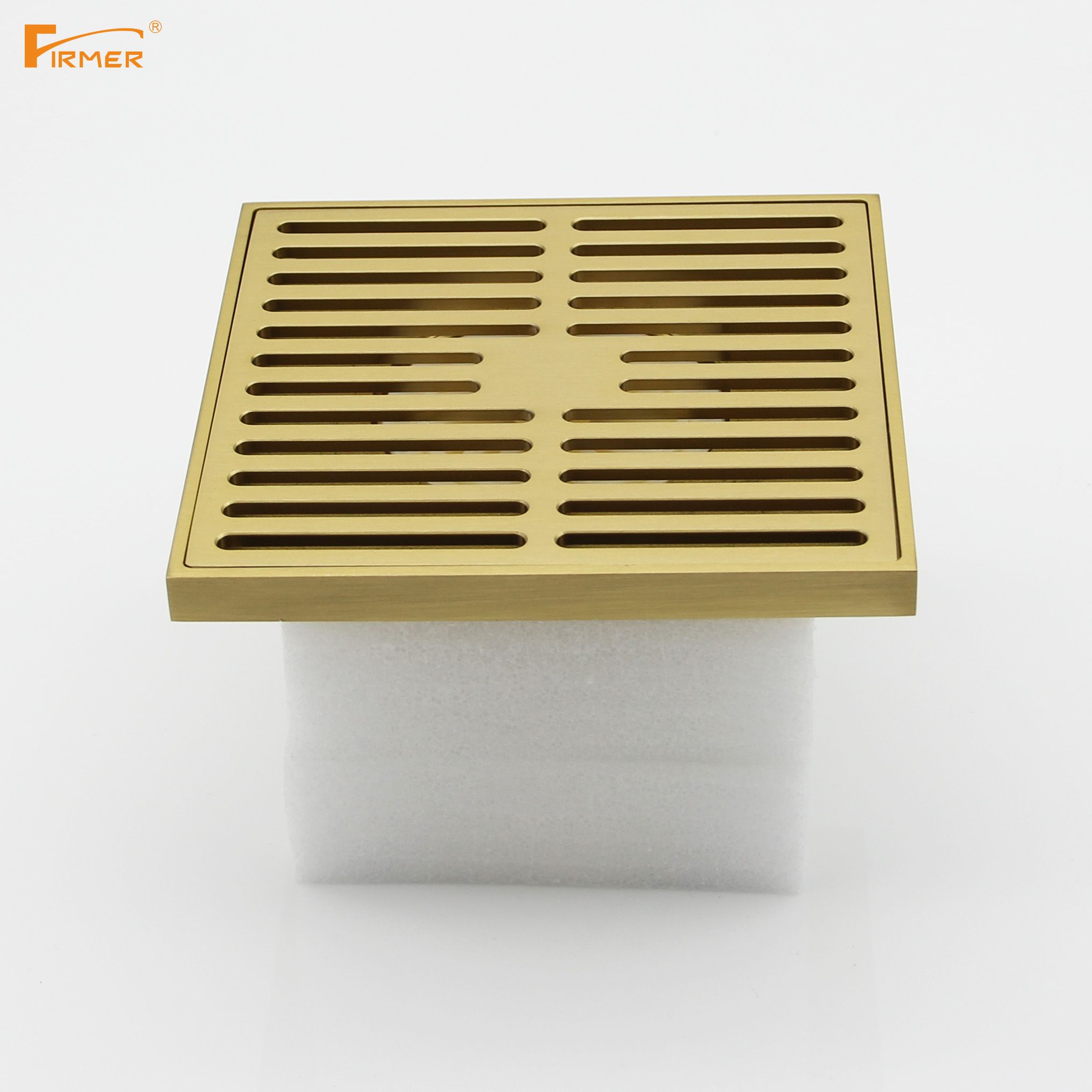 FIRMER all copper brushed golden floor drain European style antique deodorant deodorant drainage floor drain Specification drawing