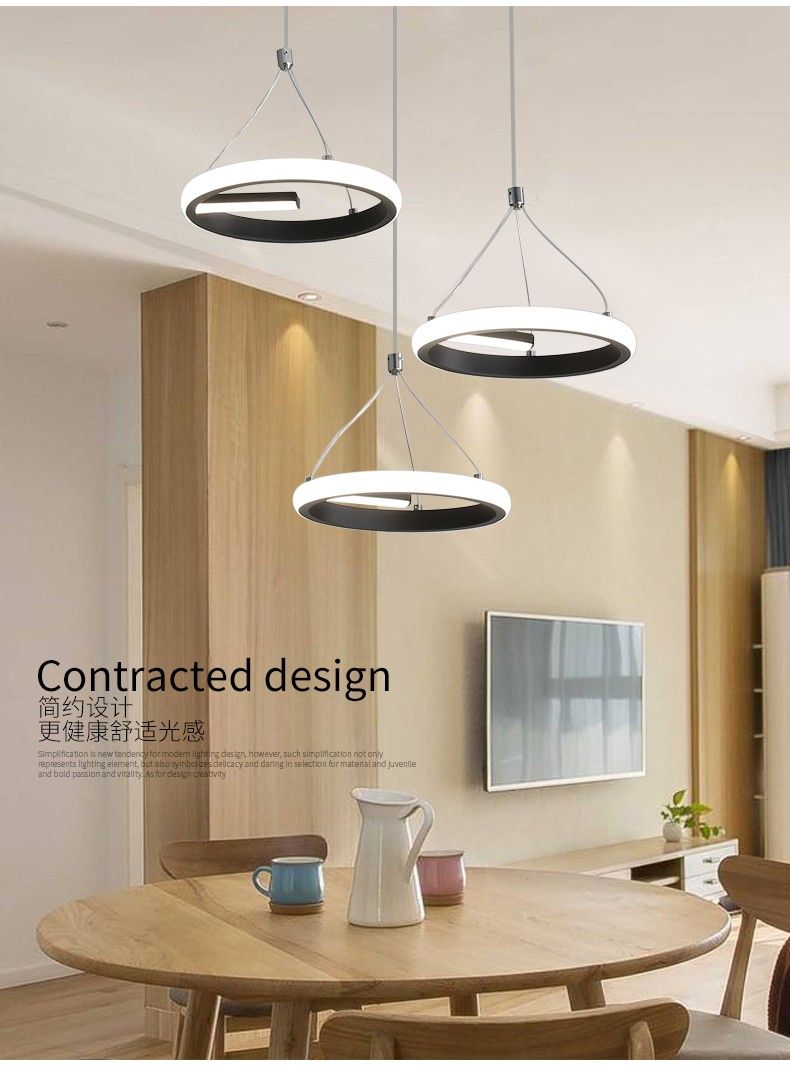 The new iron linear modern three-head pendant lamp selected by Shanggu is a simple dining room lamp