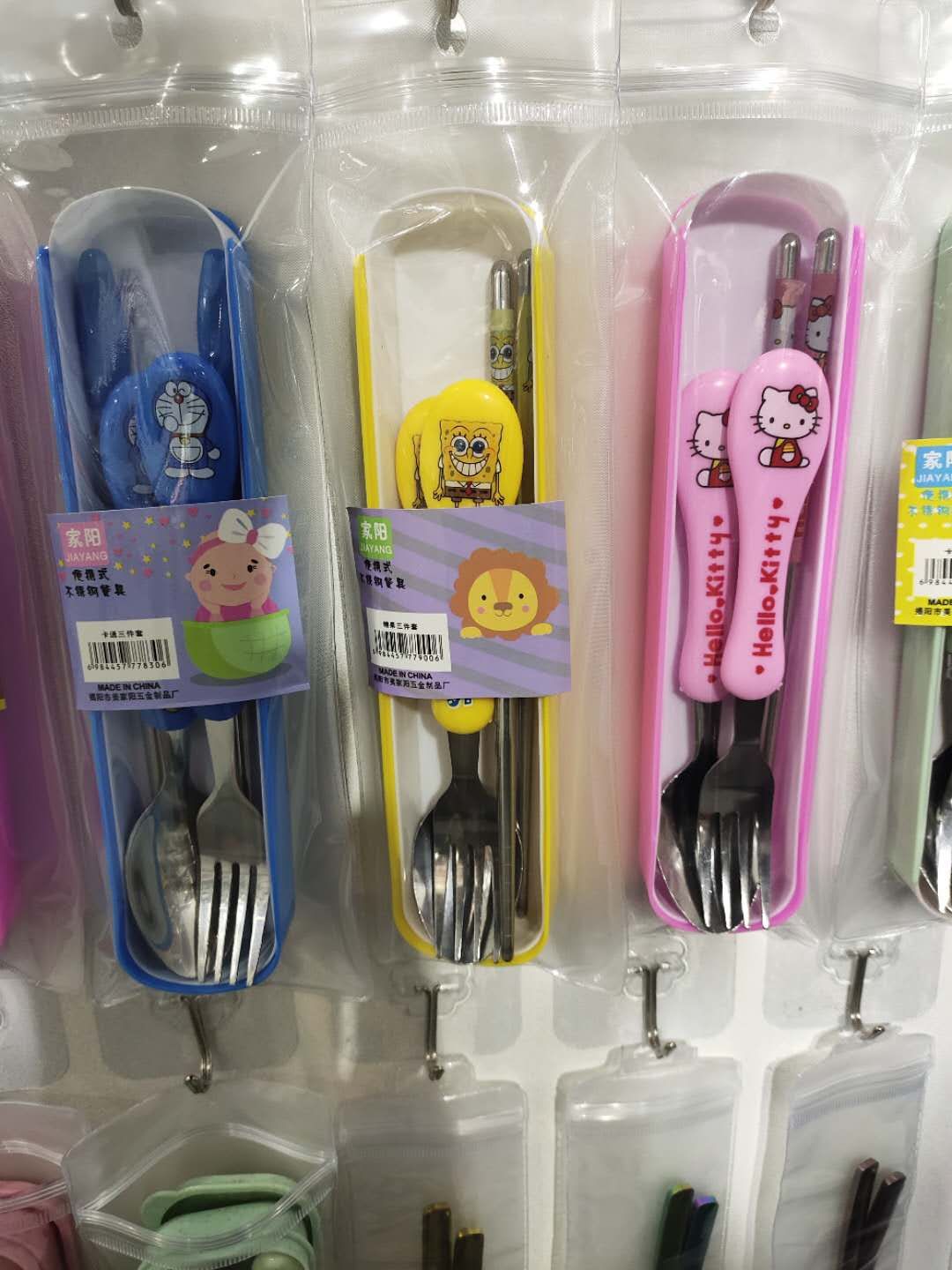 创意便携卡通动物餐具套装儿童勺子304不锈钢卡通叉勺3件套产品图