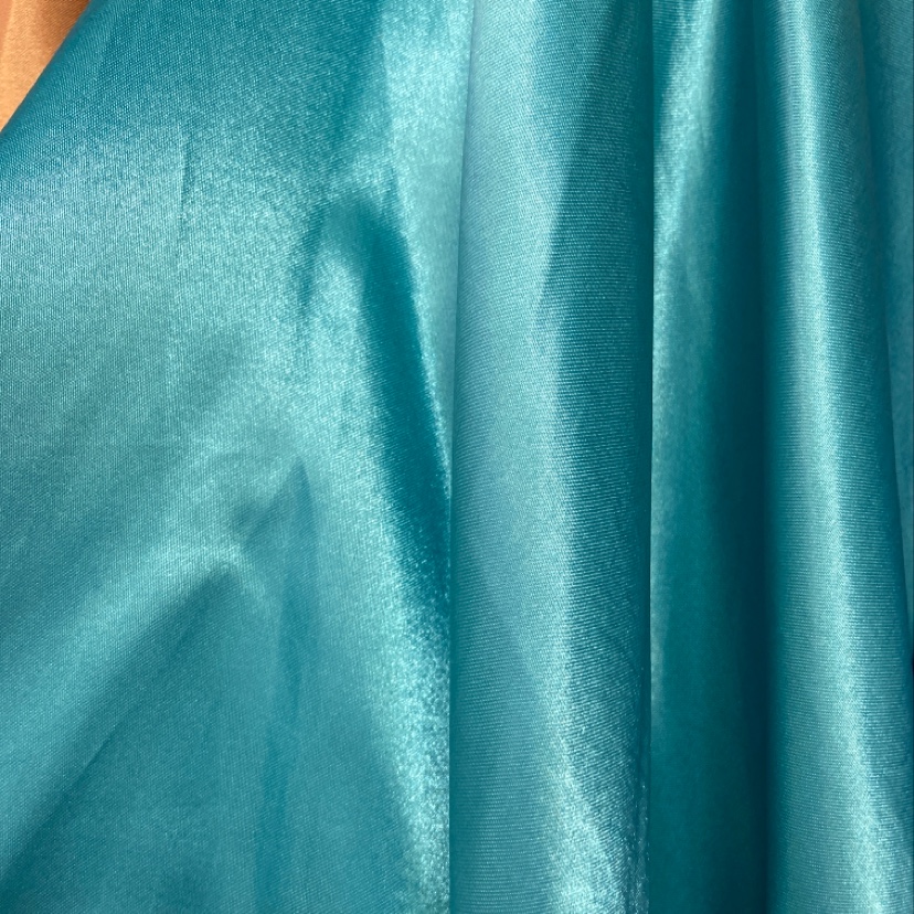 Sky-blue satin fabric for clothing, headwear, accessories and handicrafts details Picture