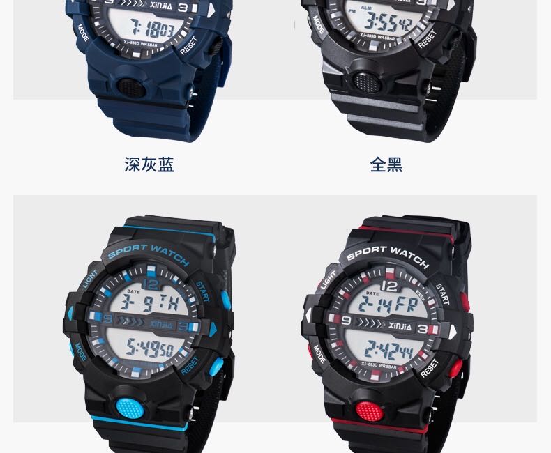 Xinjia sports watches: Men's waterproof mechanical watches for teenagers and junior high school students, luminous trendy electronic watches for men, special forces detail image 5