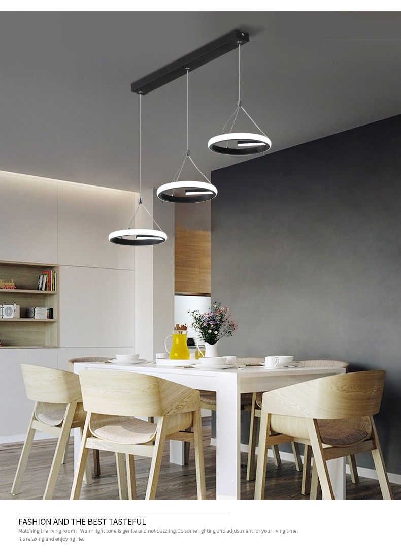 The new iron linear modern three-head pendant lamp selected by Shanggu is a simple dining room lamp Specification image