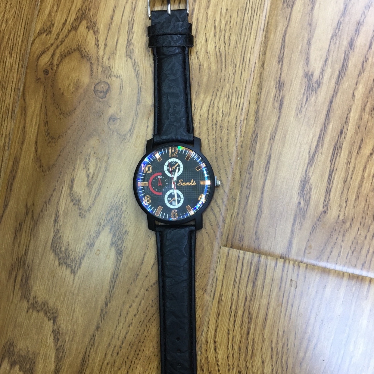 Reloj de cuero negro para hombre