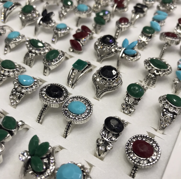 Turquoise gemstone ring wholesale for export, European and American style Specification image