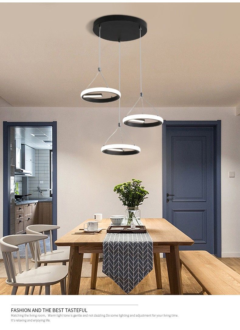 The new iron linear modern three-head pendant lamp selected by Shanggu is a simple dining room lamp Application Scenario