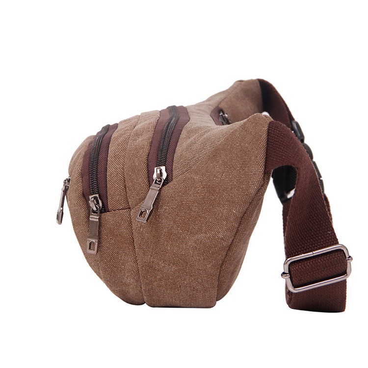 时尚韩版帆布男腰包女休闲运动胸包旅游多功能手机包生意收银包细节图