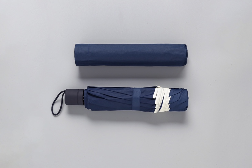 10K 68 Extra Large Triple Fold Umbrella For 2-3 People Wrapped In Navy Blue