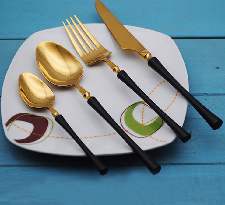 304 high-grade stainless steel creative knives, forks, spoons and western cutlery set Nordic western gold steak knives and forks