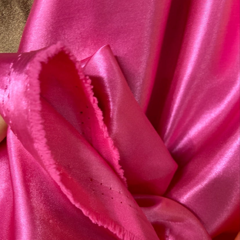 Pink satin fabric for clothing, headwear, accessories and handicrafts details Picture