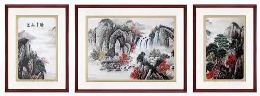 沙发背景墙装饰画中式新中式三联画客厅现代简约苏绣成品挂画刺绣详情1