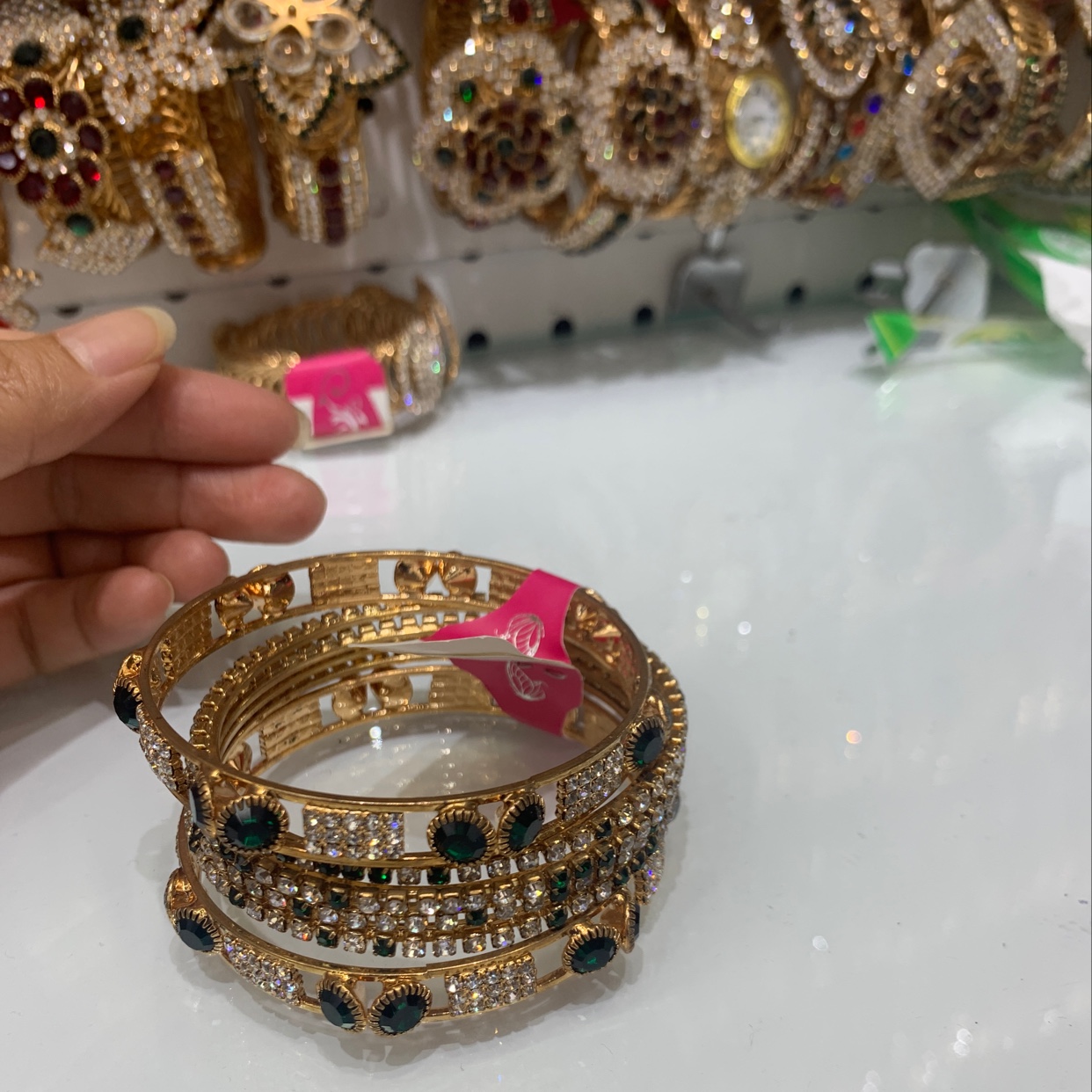 Pulsera india verde oscuro