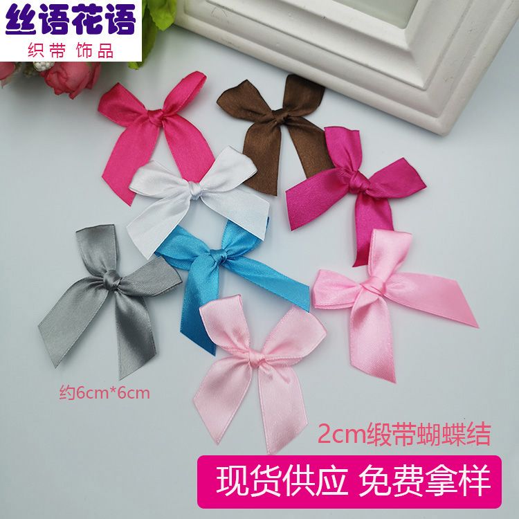 Factory direct sales of 2cm ribbons, bows, ribbon handcrafted floral decorations, clothing accessories, bows, webbing flowers in stock pic 4