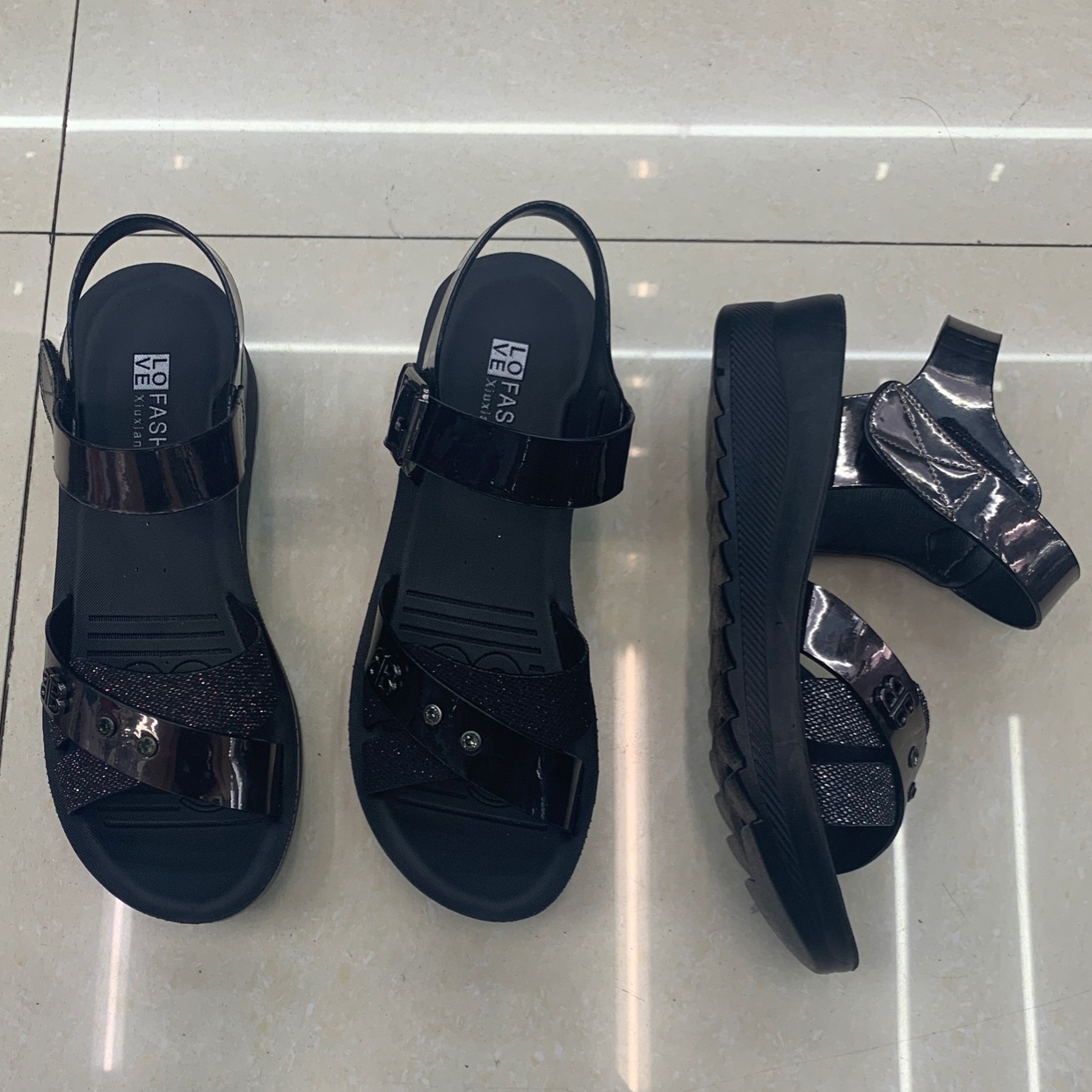 Summer lady's slope heel slippers thumbnail