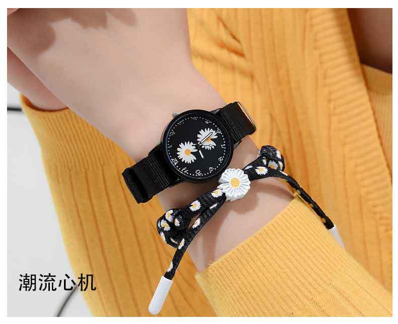 Korean style trendy Daisy watch, InS-style student fashion watch, simple canvas couple and best friend chrysanthemum wristwatch detail image 1