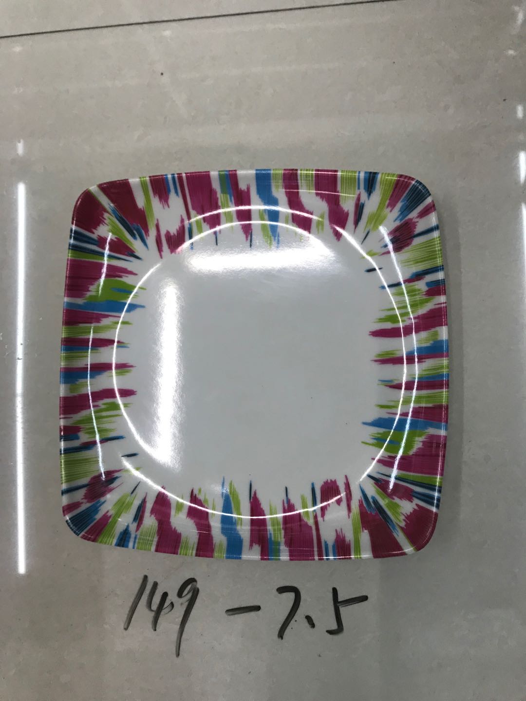 Square melamine dinner plate 149-7.5 flower detail image 1
