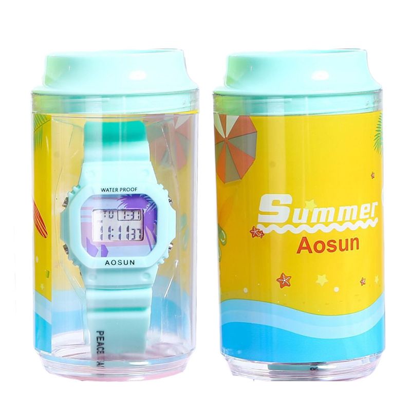 Yang Zi's same style of artistic graffiti personalized student waterproof sports wristwatch strap piggy bank creative box electronic watch detail image 10