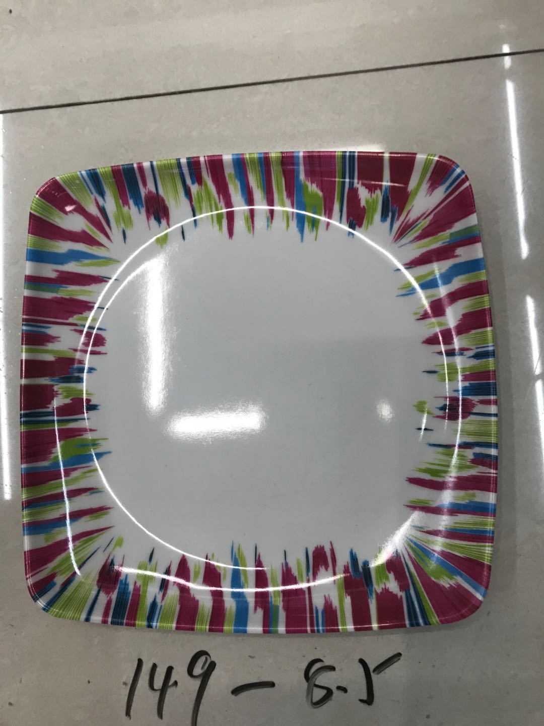 Square melamine dinner plate 149-8.5 flowers detail image 1