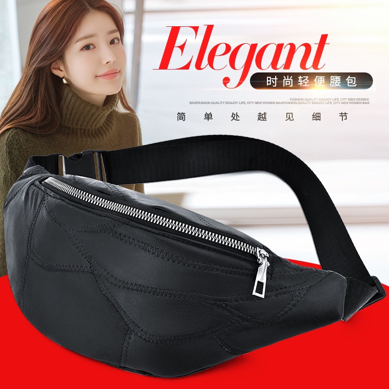 New hot leather Fanny pack outdoor mobile phone bag multi-functional fashion chest bag sports crossbody bag purse