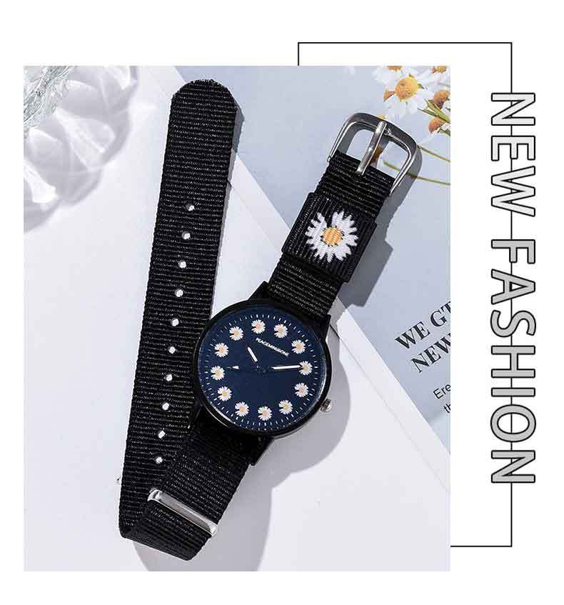 Korean style trendy Daisy watch, InS-style student fashion watch, simple canvas couple and best friend chrysanthemum wristwatch detail image 7