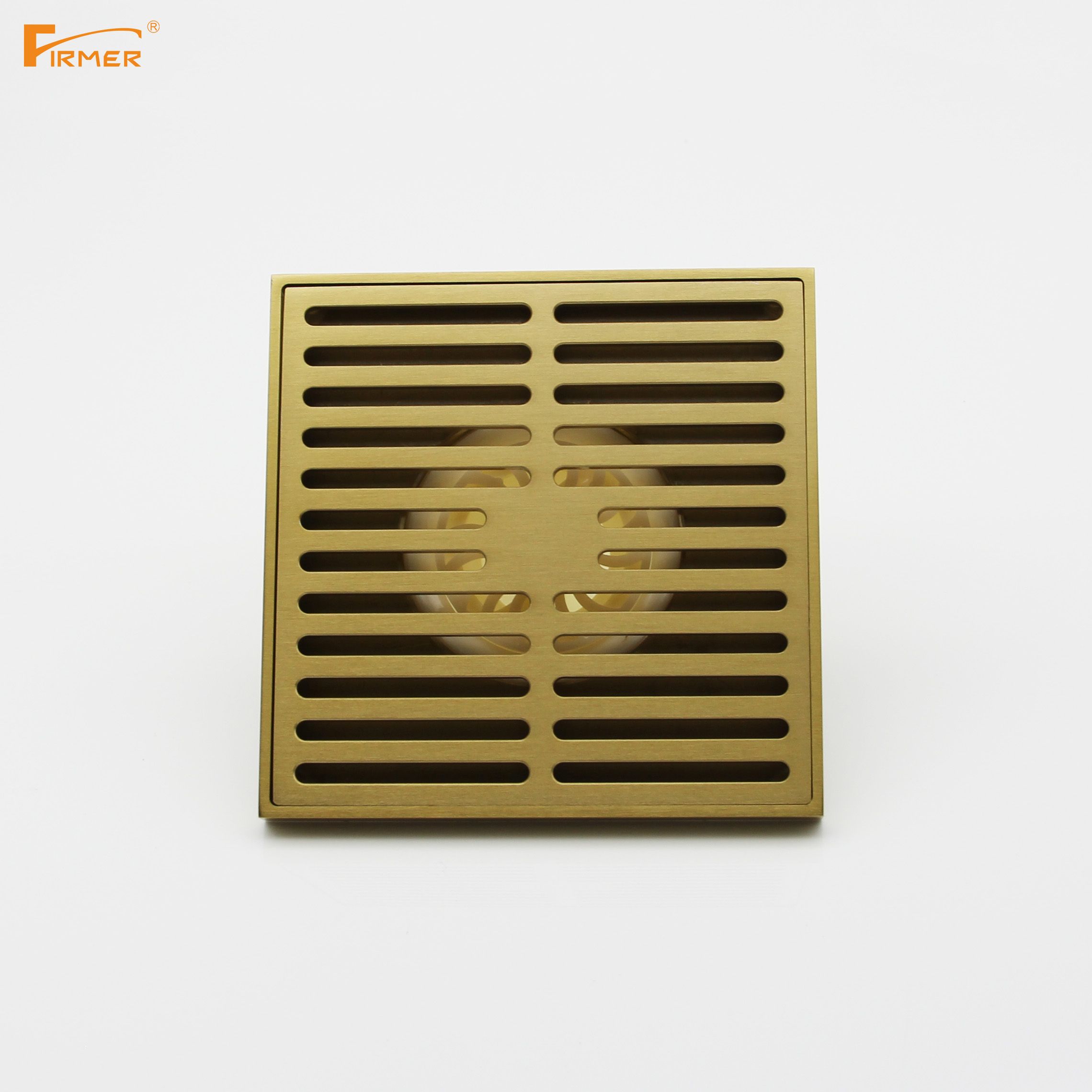 FIRMER all copper brushed golden floor drain European style antique deodorant deodorant drainage floor drain details Picture