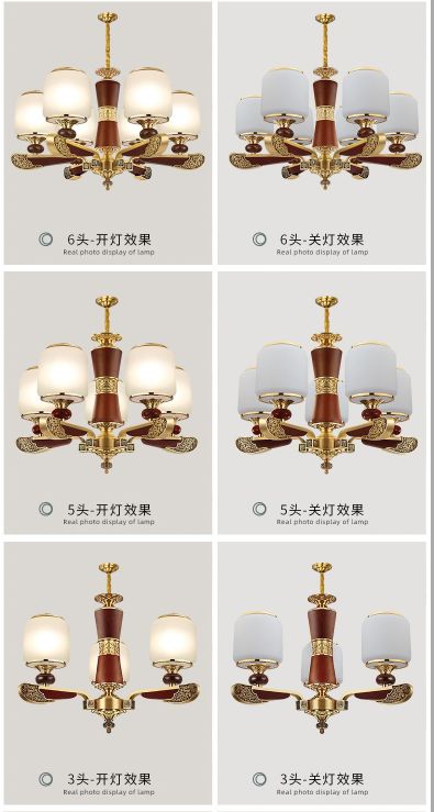 An ancient new product, a Chinese-style chandelier made of rosewood and red sandalwood, with a full copper glass lampshade detail image 12