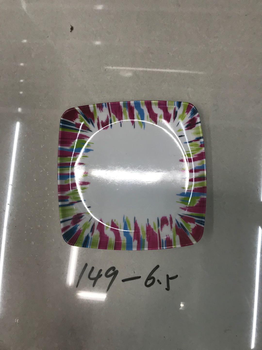 Square melamine dinner plate 149-6.5 flower detail image 1