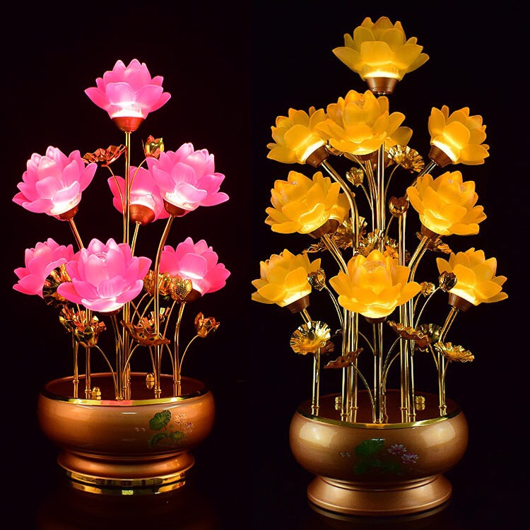 Buddha's front lamp, eternal lamp, LED glass lotus lamp, nine-grade lotus lamp, plug-in household offering lamp, temple offering lamp Application Scenario