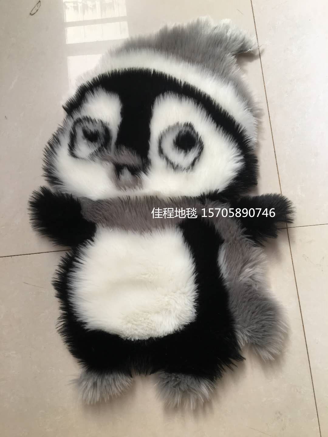 Imitation wool carpet, panda pattern, koala pattern, checkered carpet, bedside carpet, sofa carpet, sheepskin carpet details Picture