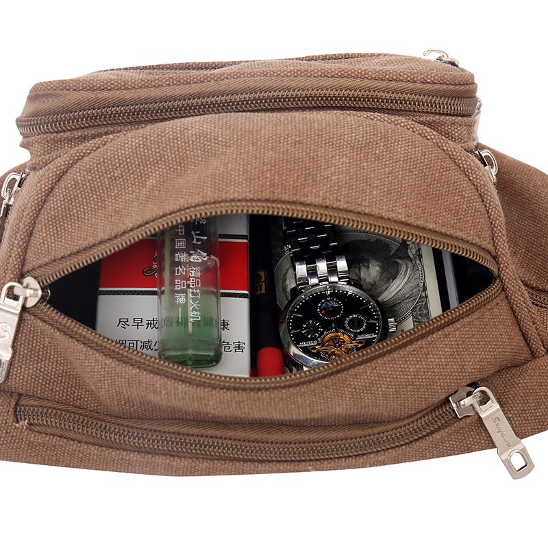 男式户外帆布腰包 新款休闲大容量收银手机女包多功能耐磨斜挎包详情图2
