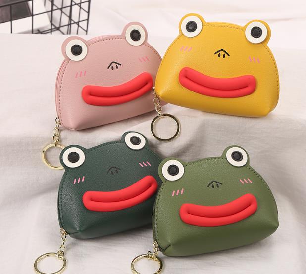 Korean version of creative cute frog purse pu card bag coin purse lady mini purse wholesale Specification drawing