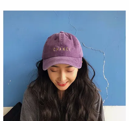 Four Seasons Denim washed cap, vintage baseball cap, Korean version made with antique street lettering embroidered cap thumbnail