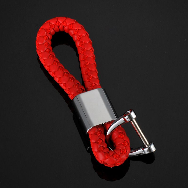 创意马蹄扣 新款编织皮绳汽车钥匙扣 男女士创意定制汽车钥匙链详情1