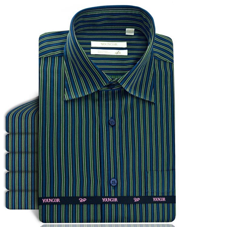 Spring and autumn men's long-sleeved plus-size shirts, oversized and plump shirts, one-inch formal shirts for overweight people, loose stripes, solid colors