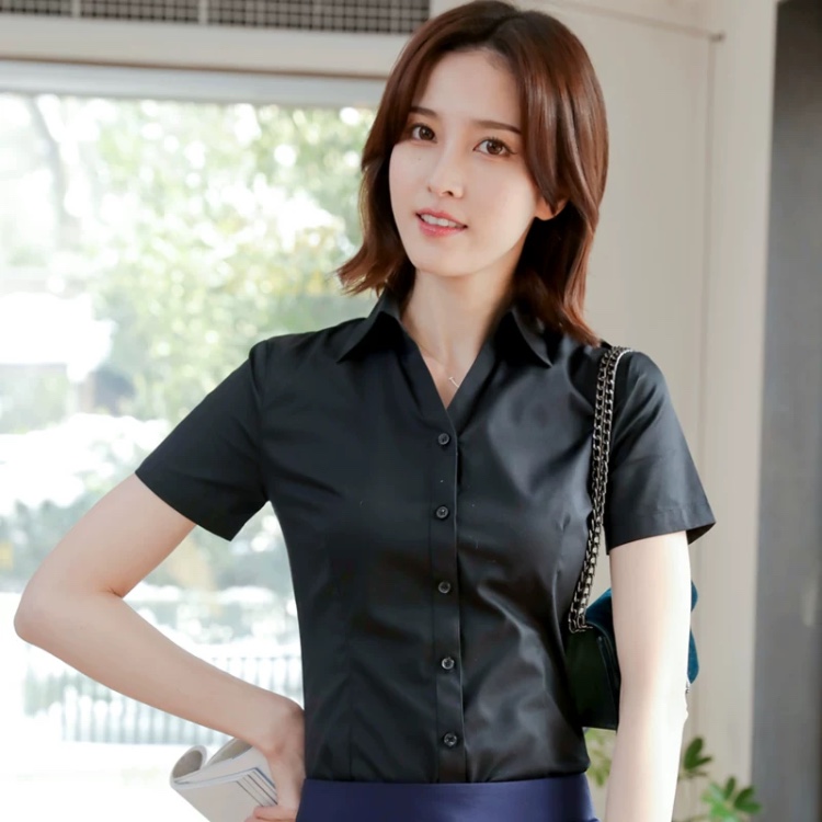 职业装短袖工作服夏季韩版气质寸衫修身免烫