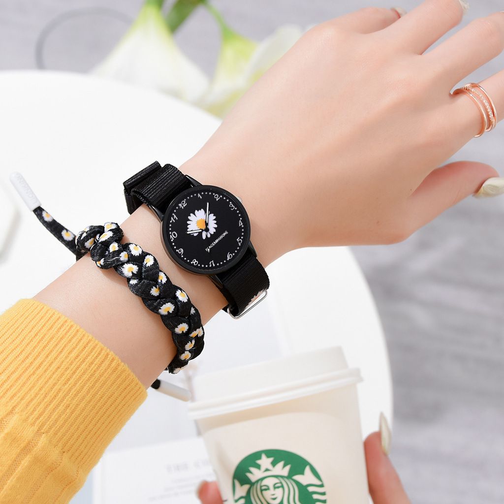 Korean style trendy Daisy watch, InS-style student fashion watch, simple canvas couple and best friend chrysanthemum wristwatch Specification image