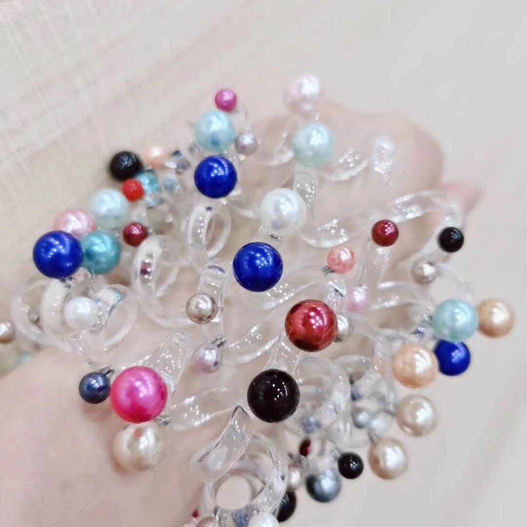 2020 Explosive Phone Line Scrunchie Size Pearl Phone Line Scrunchie Horsetail Scrunchie Pearl Phone Line Hair Accessories Specification drawing