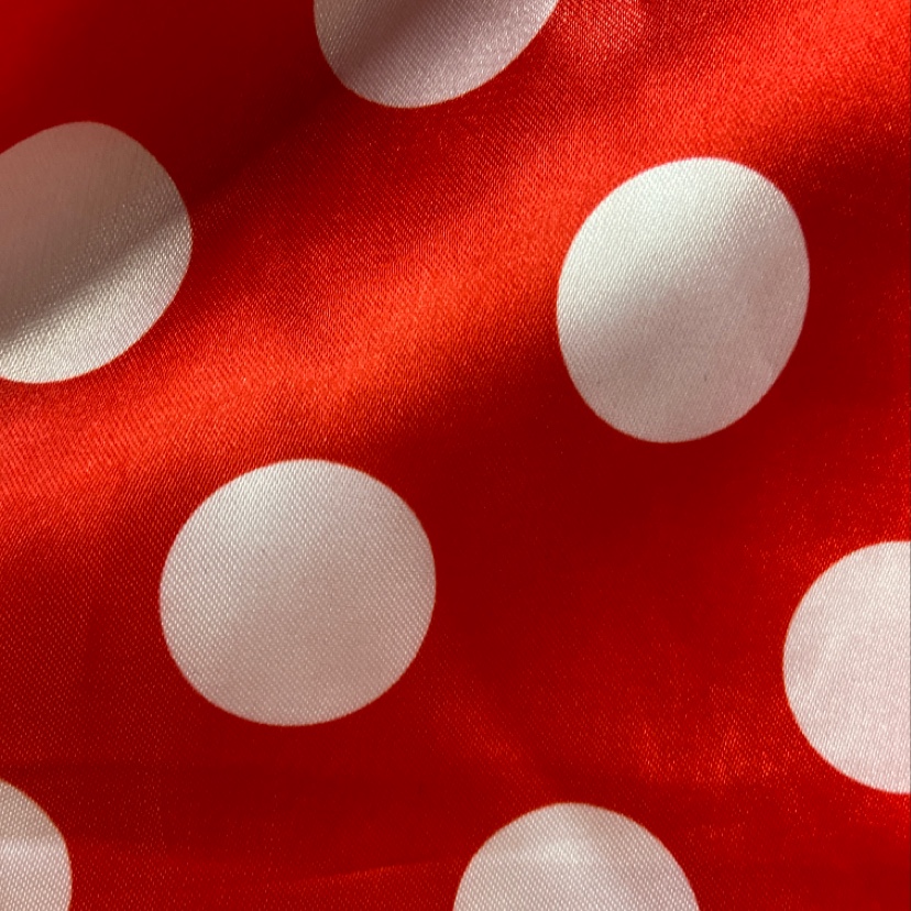 2.8 Polka dot red satin fabric for clothing, headwear, accessories and handicrafts