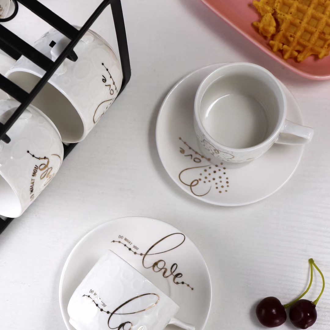 Coffee cup and saucer set, cup and saucer stand, American style, modern and simple style single cup and saucer Item Picture