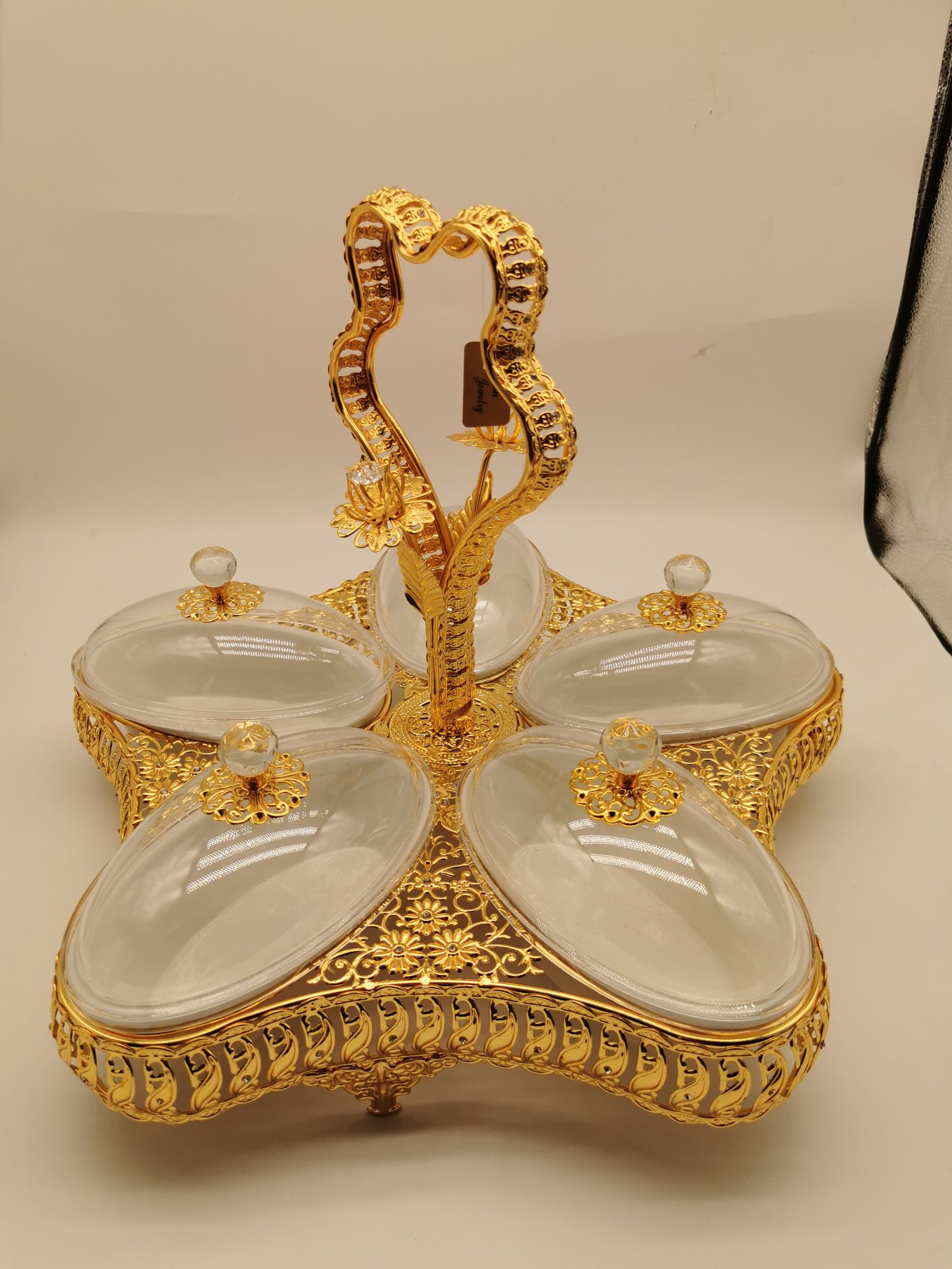 Fruit Tray Dessert Tray Dry Fruit Box Metal Craft Tray Gold Fruit Tray