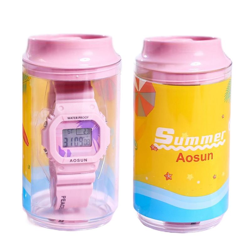 Yang Zi's same style of artistic graffiti personalized student waterproof sports wristwatch strap piggy bank creative box electronic watch detail image 8