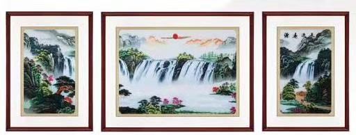 沙发背景墙装饰画中式新中式三联画客厅现代简约苏绣成品挂画刺绣详情3