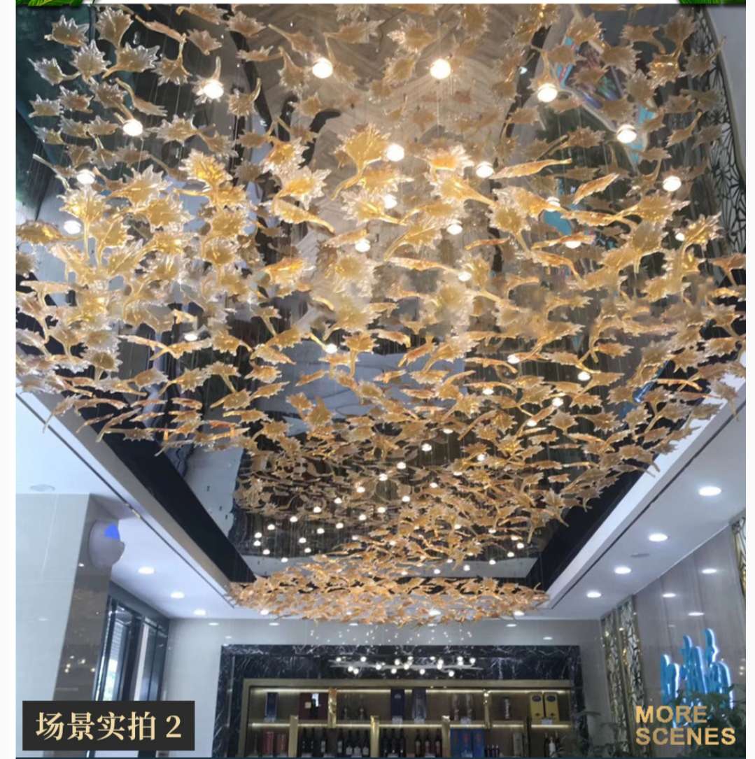 玻璃不锈钢酒店别墅高层复式拉丝垂吊艺术个性吸顶灯详情图2