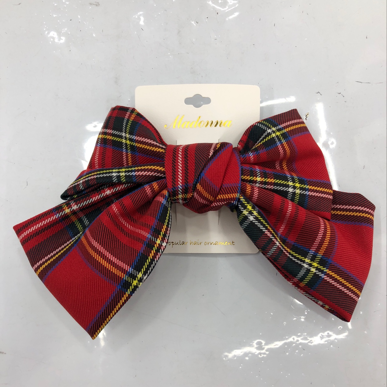 South Korea web celebrity big bow hair clip British red grid hair ornament hair clip top of head spring clip horsetail clip day system thumbnail