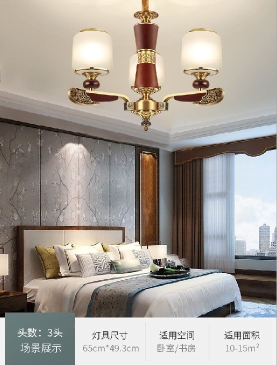 An ancient new product, a Chinese-style chandelier made of rosewood and red sandalwood, with a full copper glass lampshade detail image 8