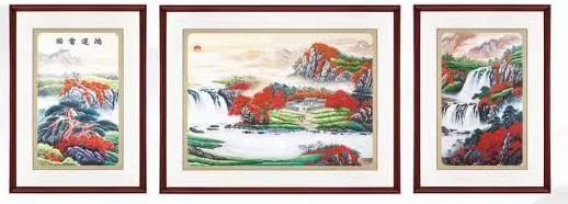 沙发背景墙装饰画中式新中式三联画客厅现代简约苏绣成品挂画刺绣详情2