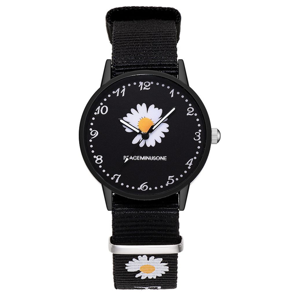 Korean style trendy Daisy watch, InS-style student fashion watch, simple canvas couple and best friend chrysanthemum wristwatch Item Picture