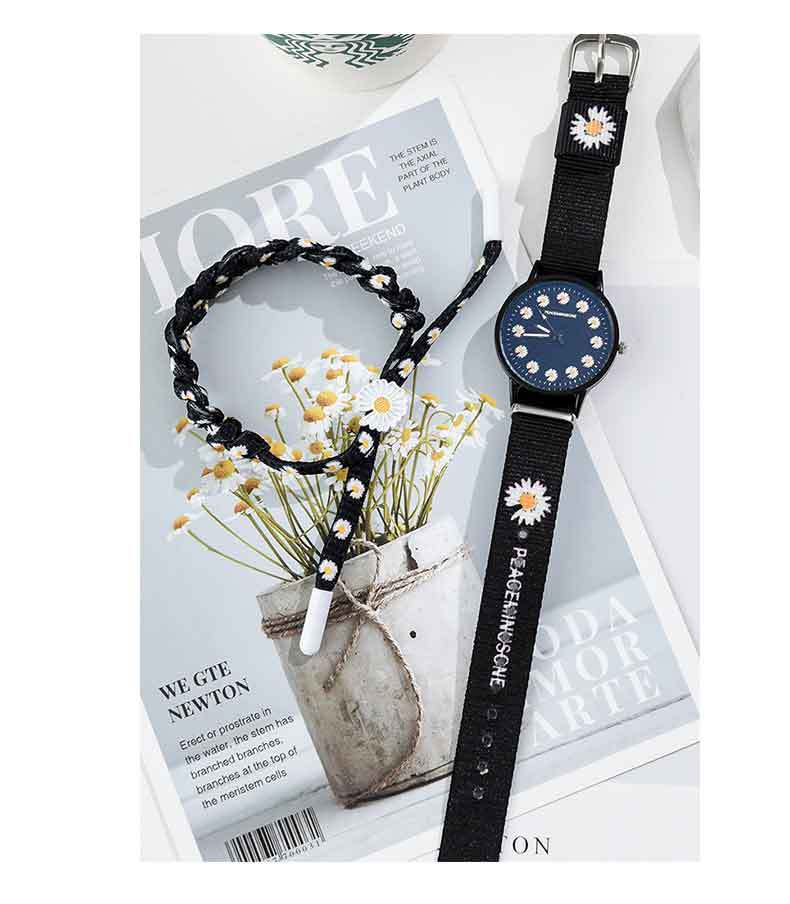 Korean style trendy Daisy watch, InS-style student fashion watch, simple canvas couple and best friend chrysanthemum wristwatch detail image 8