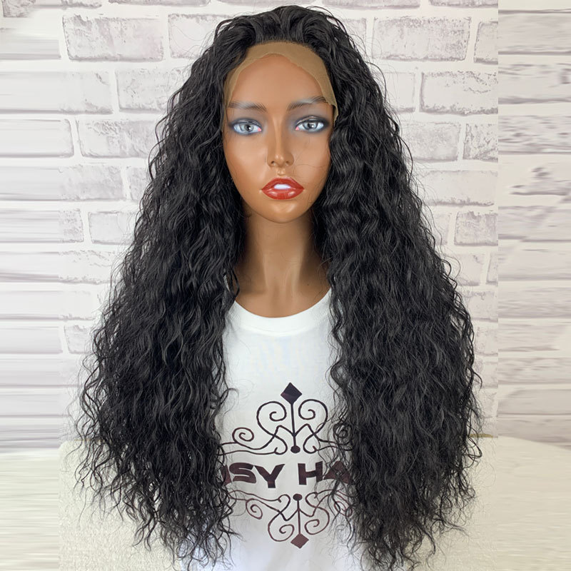 European and American chemical fiber before lace wig cover African small curly hair thumbnail